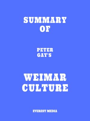 cover image of Summary of Peter Gay's Weimar Culture